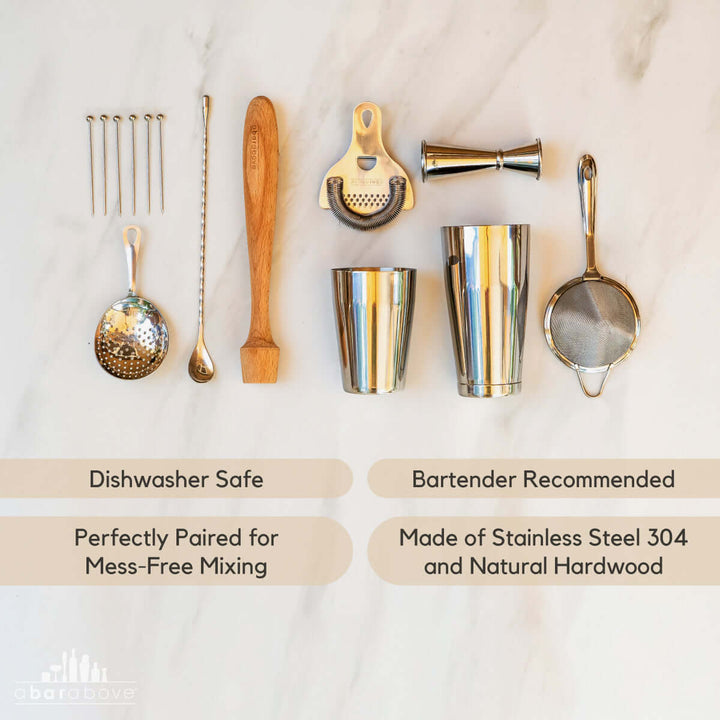 Antique Copper Mixologist Bartender Set (14-Piece)
