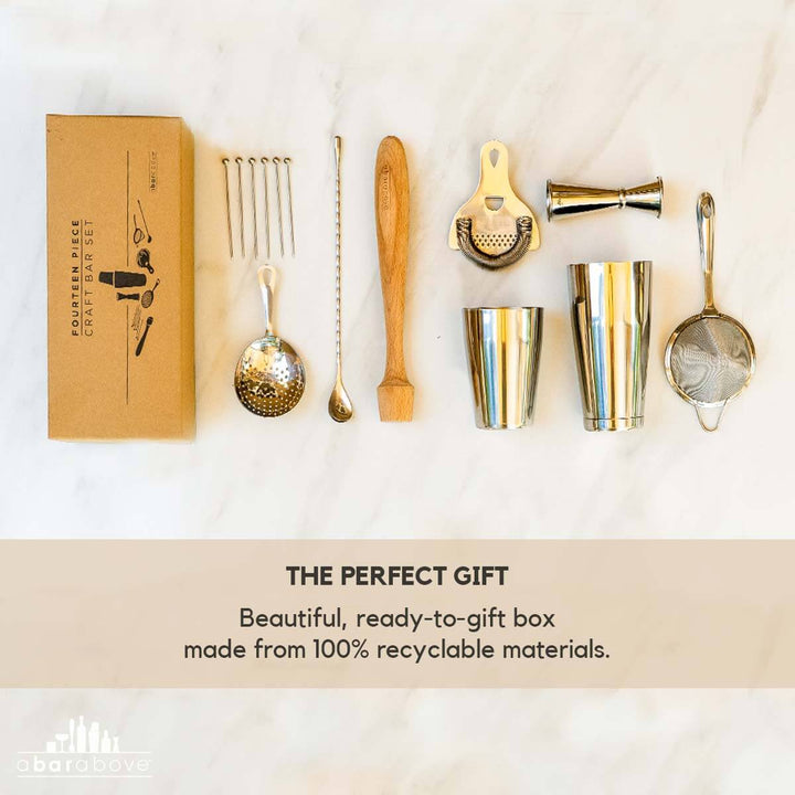 Antique Copper Mixologist Bartender Set (14-Piece)