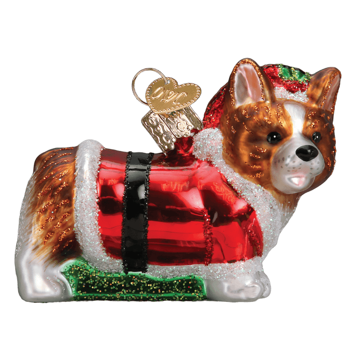 Holly Hat Corgi Puppy Ornament