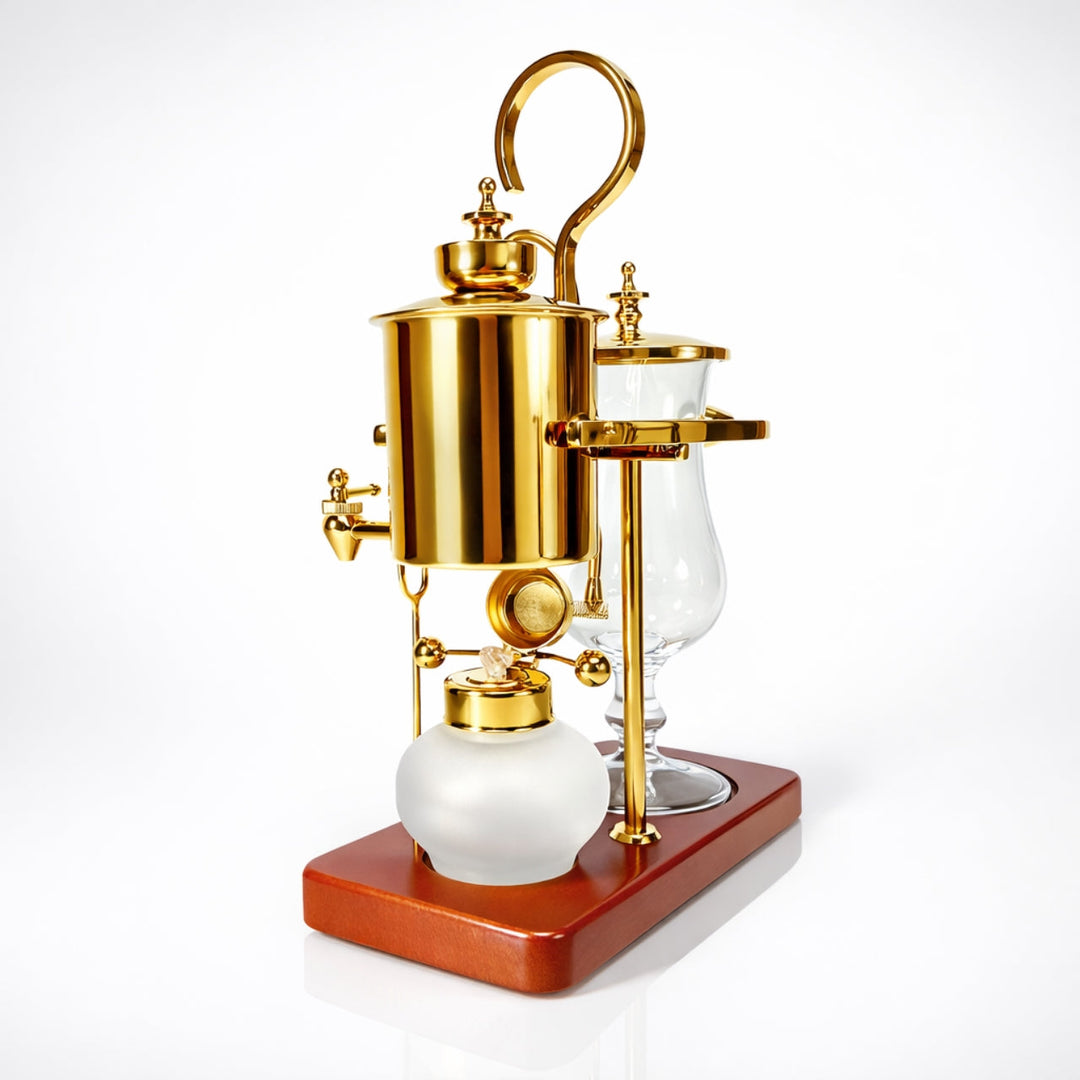 Nispira Vintage Belgian Syphon Coffee Maker – Gold Vacuum Brewer with Alcohol Burner