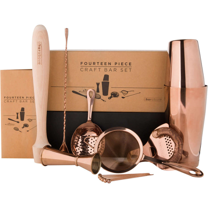 Antique Copper Mixologist Bartender Set (14-Piece)