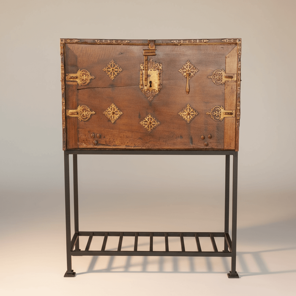 18th Century Spanish Antique Walnut Vargueño on Stand from Sevilla