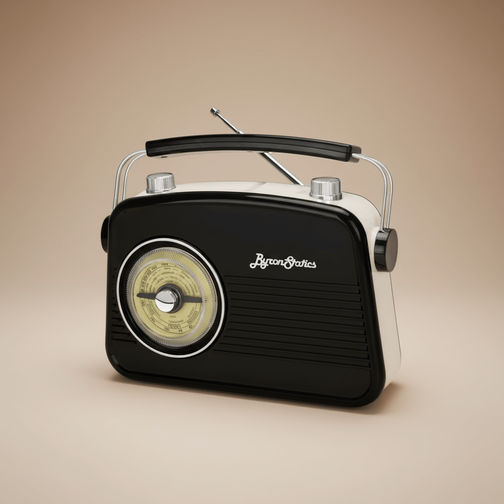 Vintage-style radio on a beige background