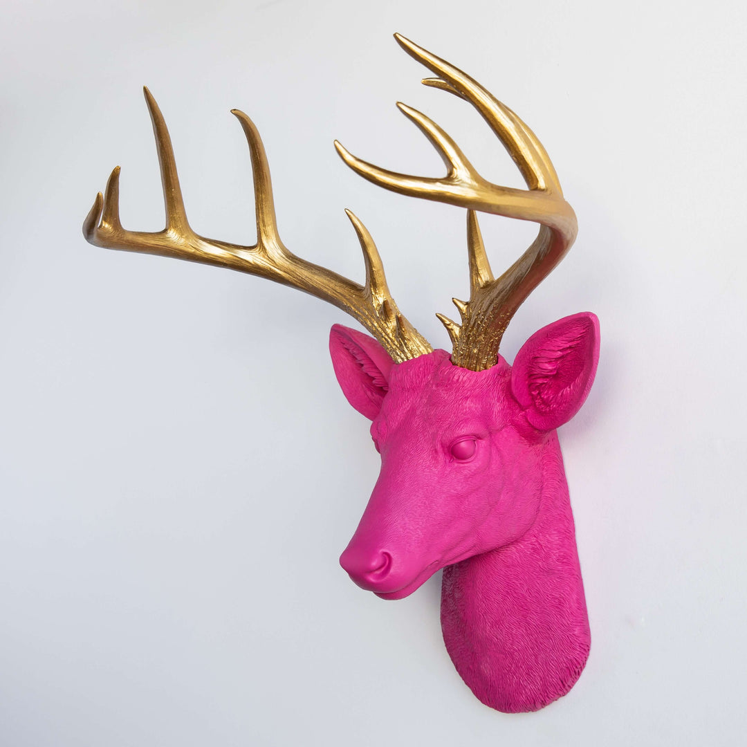 Handcrafted Faux Deer Head Wall Sculpture