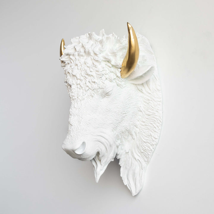 Handcrafted Faux Bison Head Wall Art