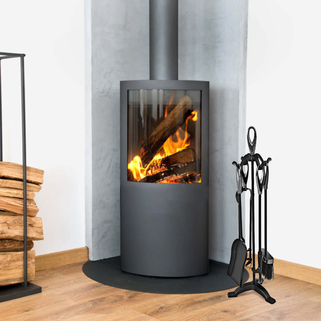 Wrought Iron Fireplace Tool Set with Loop Handles
