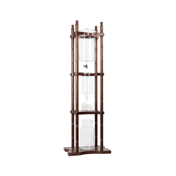 Nispira Cold Brew Coffee Maker Drip Tower – Adjustable Iced Coffee System, 25-Cup Capacity, Glass Brewer with Wooden Stand