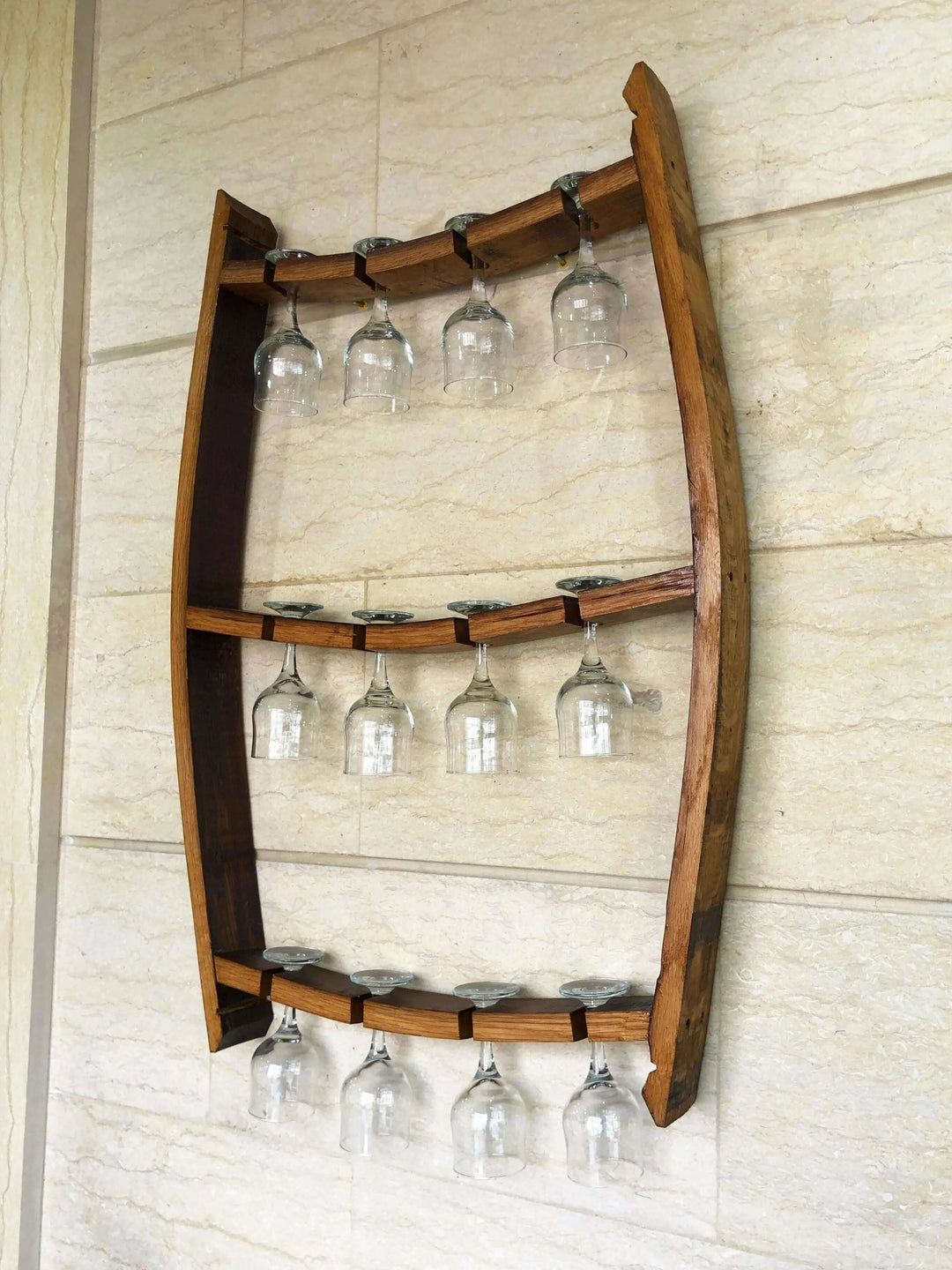 Reclaimed Wine Barrel Wall Mount Wine Rack Set