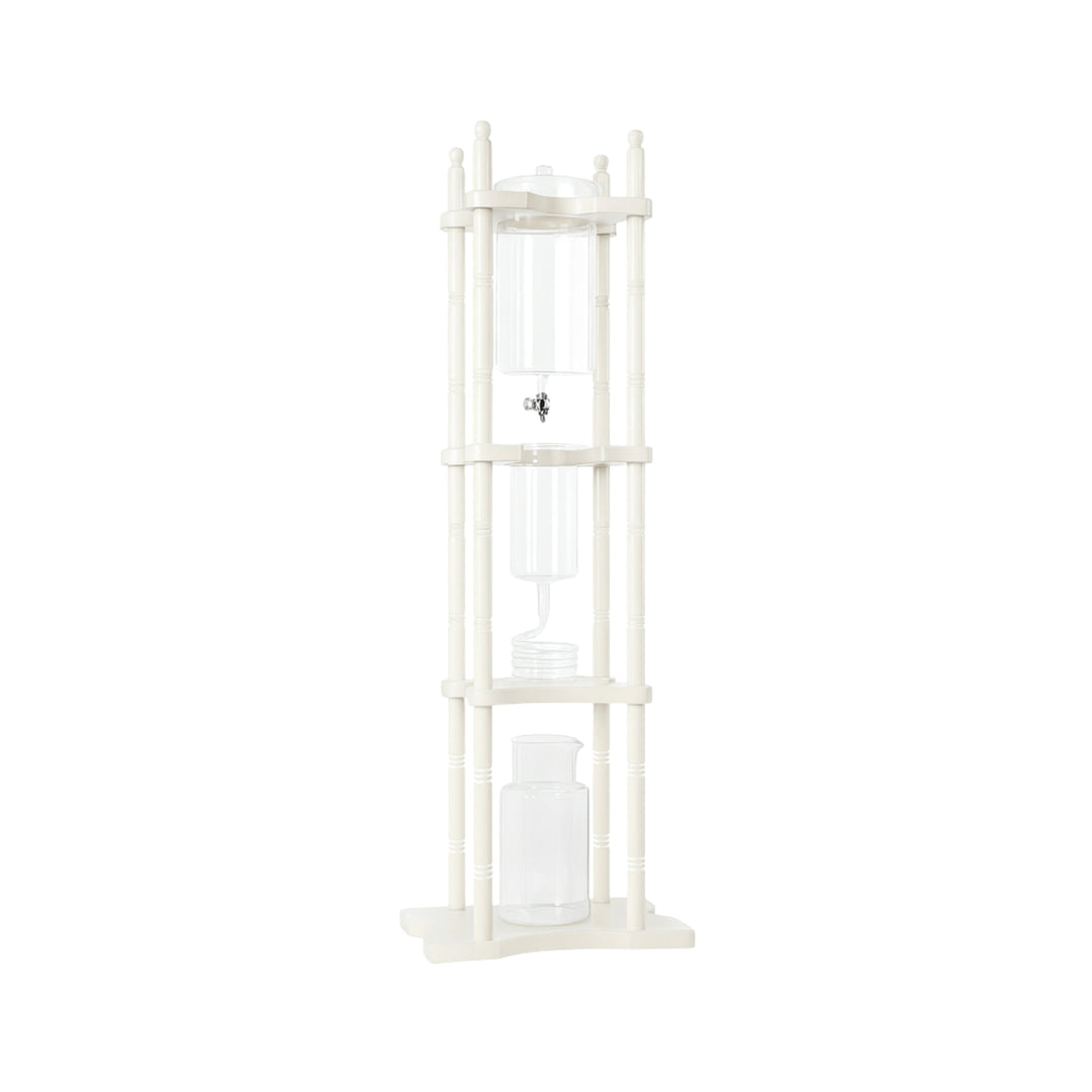 Nispira Cold Brew Coffee Maker Drip Tower – Adjustable Iced Coffee System, 25-Cup Capacity, Glass Brewer with Wooden Stand