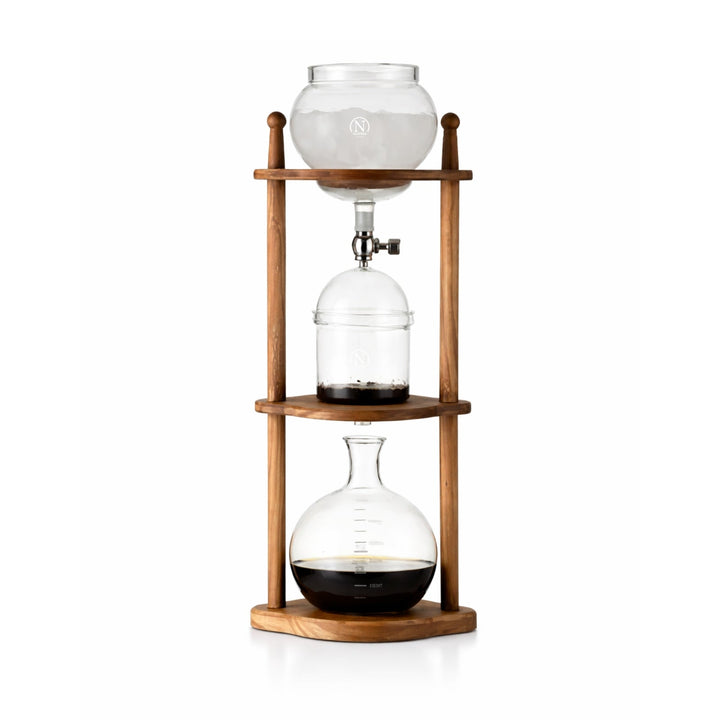 Nispira BD-8 Cold Brew Coffee Maker – Slow Drip Ice Coffee Tower with Borosilicate Glass and Wooden Stand (6–8 Cup)