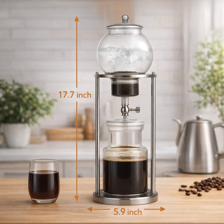 Nispira Luxury Ice Cold Brew Coffee Dripper – 1000 mL Stainless Steel & Borosilicate Glass Brewer