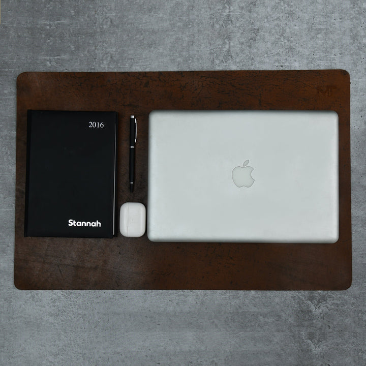 Espresso Buffalo Leather Desk Mat & Mouse Pad