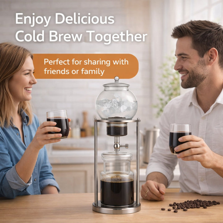 Nispira Luxury Ice Cold Brew Coffee Dripper – 1000 mL Stainless Steel & Borosilicate Glass Brewer