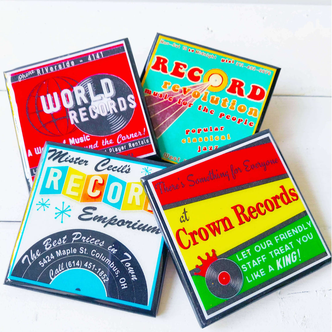 Vintage Record Shop Coasters | Set of 4 Retro Coasters – Vintage Shopper