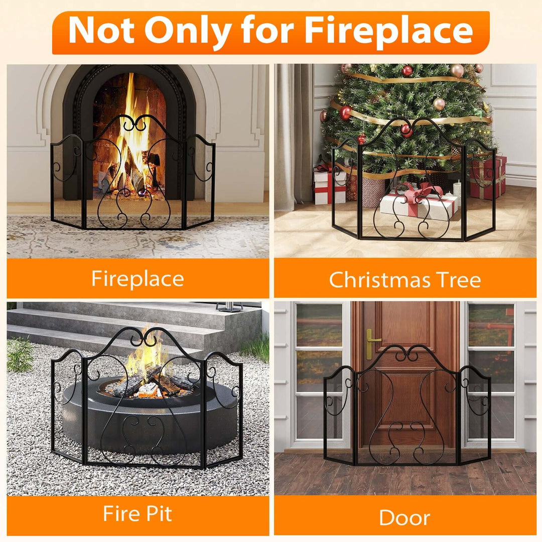 Three-Panel Scrollwork Fireplace Screen