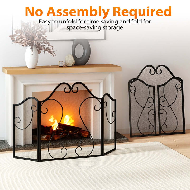 Three-Panel Scrollwork Fireplace Screen