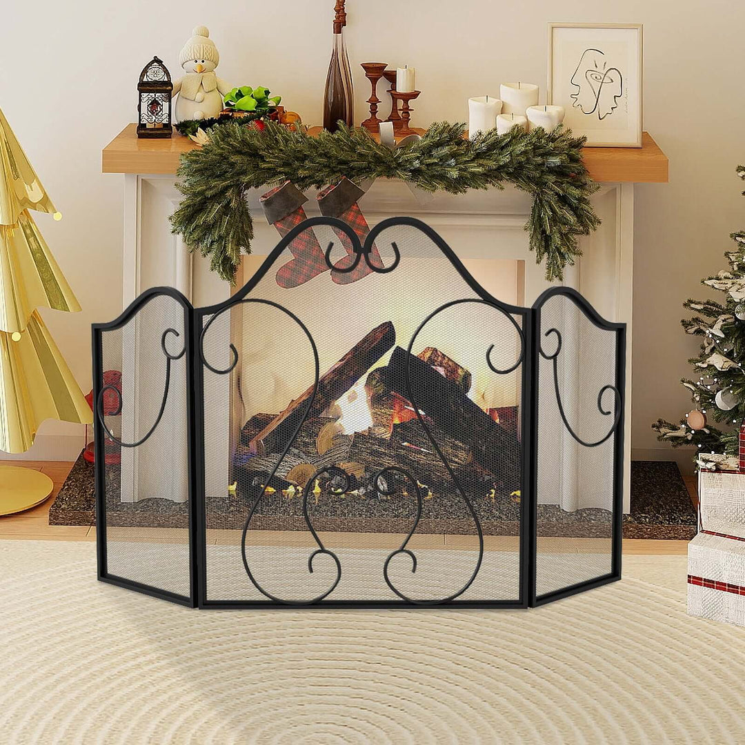 Three-Panel Scrollwork Fireplace Screen