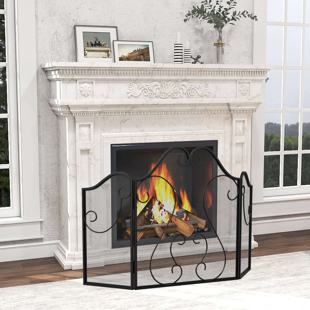 Three-Panel Scrollwork Fireplace Screen
