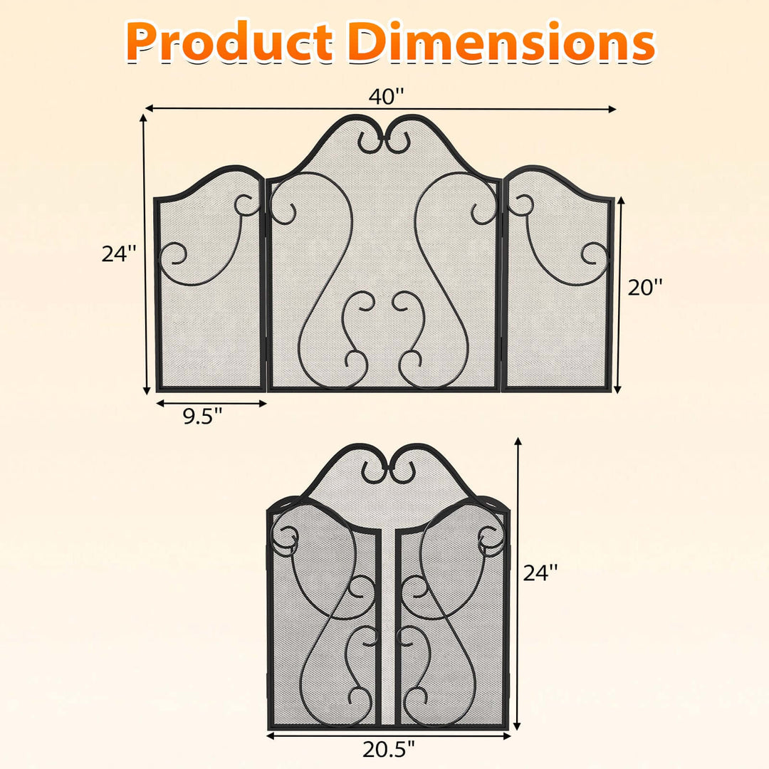 Three-Panel Scrollwork Fireplace Screen