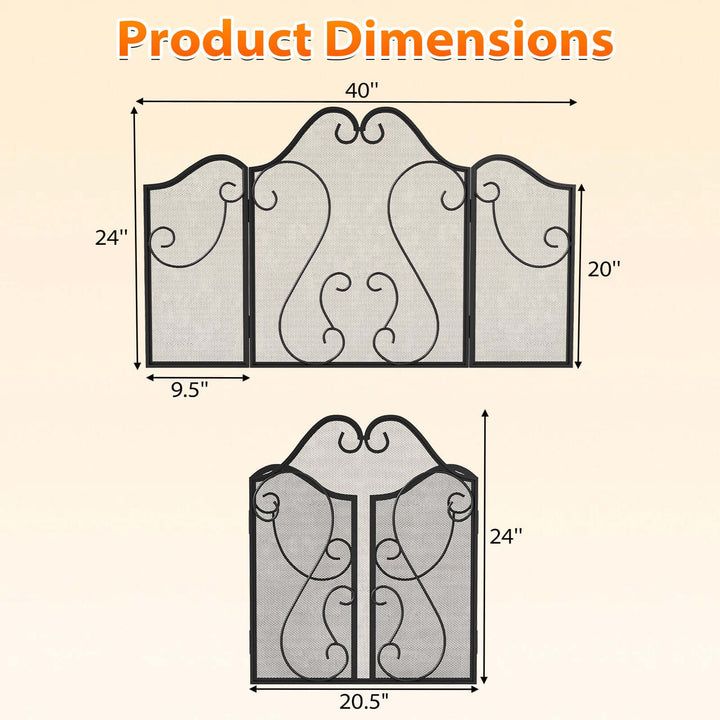 Three-Panel Scrollwork Fireplace Screen