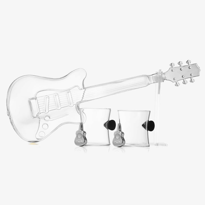 Electric Guitar Whiskey Wine Decanter With 2 Pick Whiskey Glasses