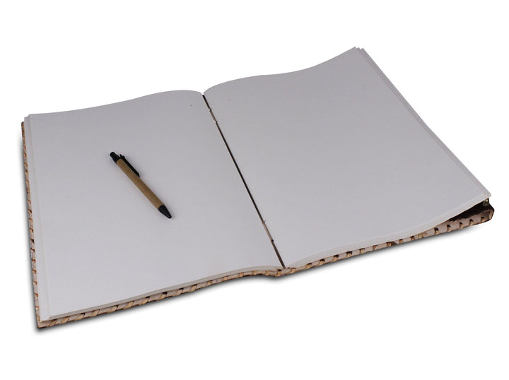 Stone-Adorned Embossed Leather Journal