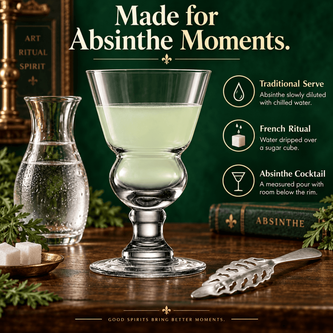 Stemmed Absinthe Glass Set with Slotted Spoon