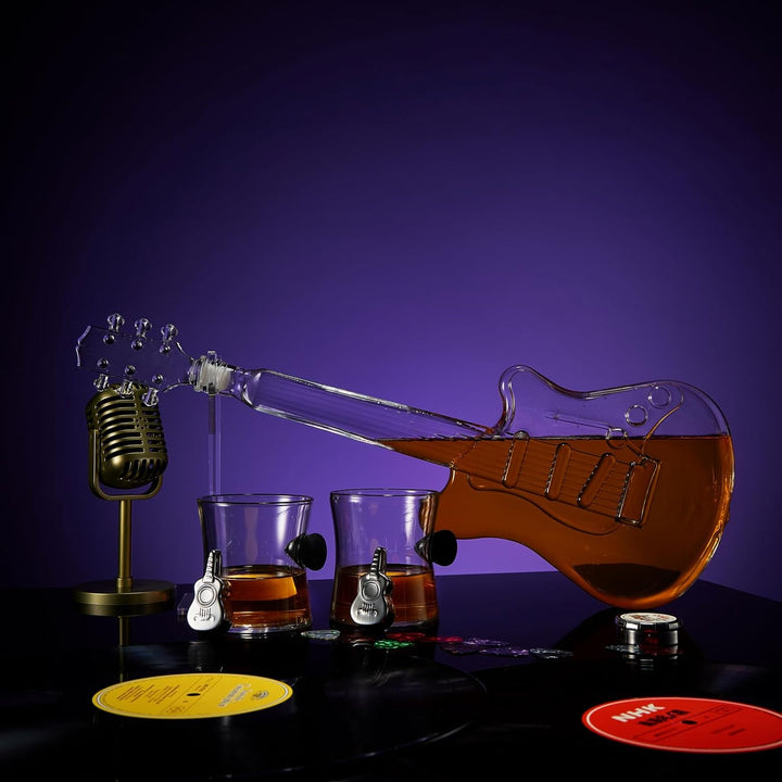 Electric Guitar Whiskey Wine Decanter With 2 Pick Whiskey Glasses