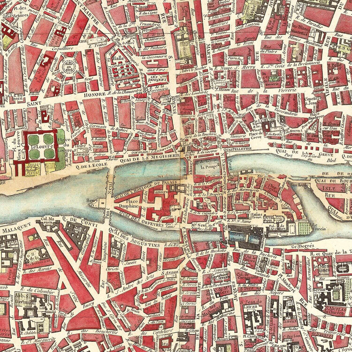 Antique Paris Map Print from 1784