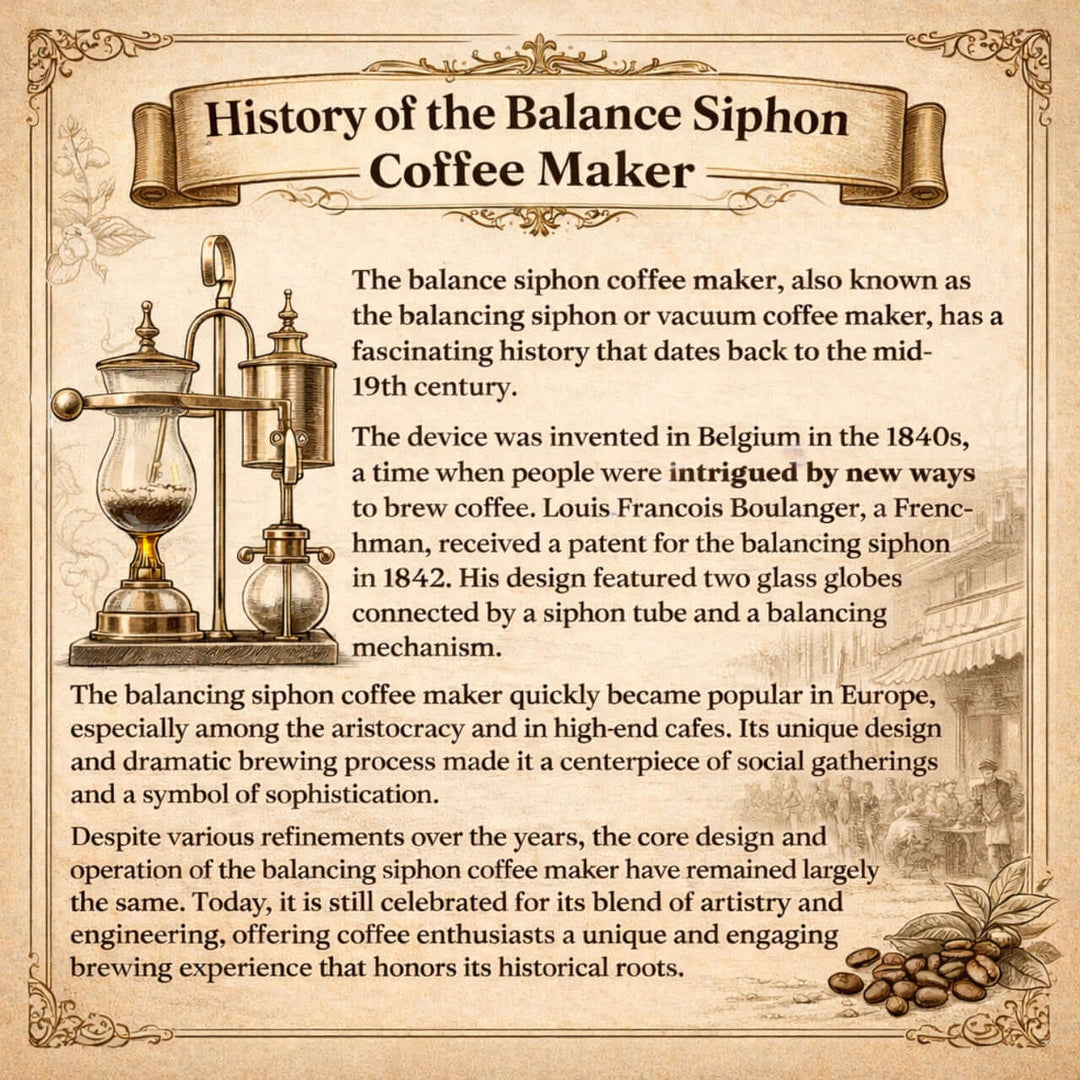 Nispira Vintage Belgian Syphon Coffee Maker – Silver Balance Siphon Brewer for Home Coffee Experience