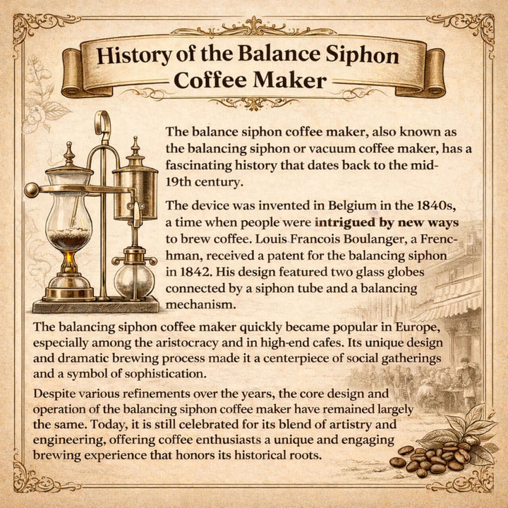 Nispira Vintage Belgian Syphon Coffee Maker – Silver Balance Siphon Brewer for Home Coffee Experience
