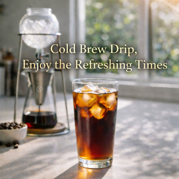 Nispira Iced Coffee Cold Brew Drip Coffee Maker Mini Tower – 400 mL Borosilicate Glass with Stainless Steel Stand