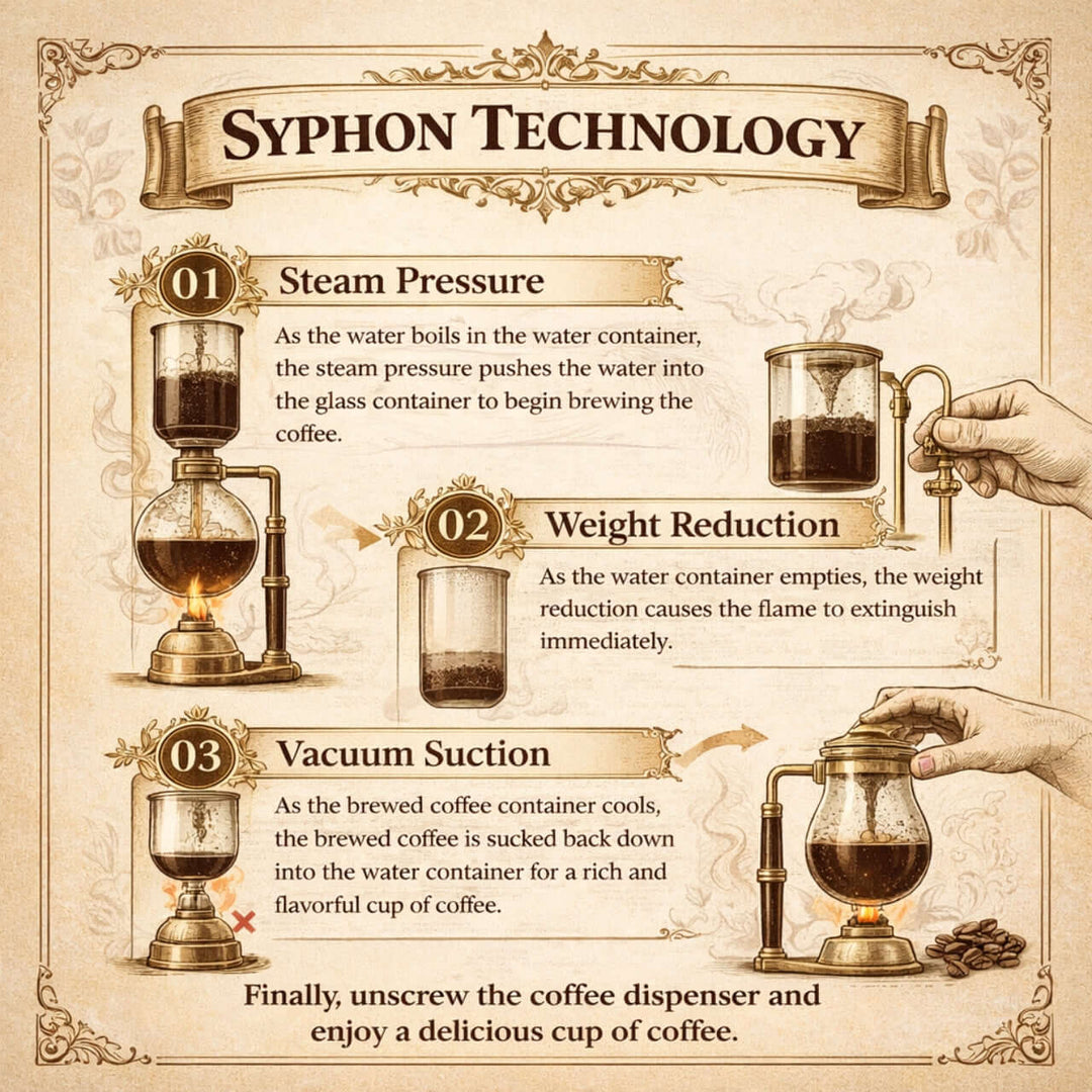 Nispira Vintage Belgian Syphon Coffee Maker – Silver Balance Siphon Brewer for Home Coffee Experience