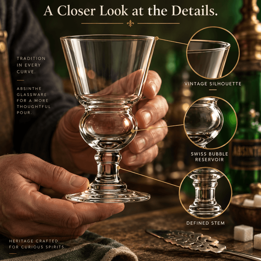 Stemmed Absinthe Glass Set with Slotted Spoon