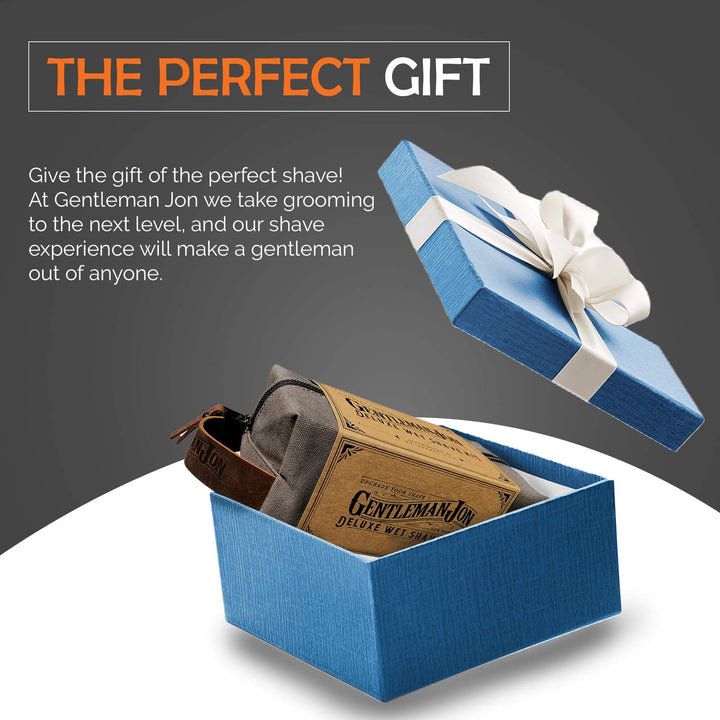 Gentleman Jon Deluxe Vintage Wet Shave Grooming Set for Men - Safety Razor, Brush, Alum Block, Soap, Bowl, Blades, Stand & Dopp Kit