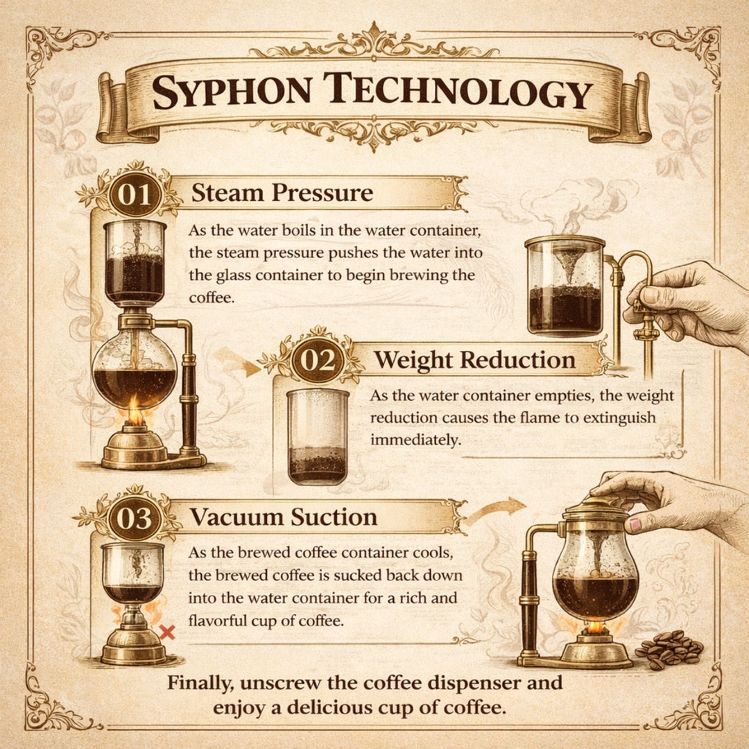 Nispira Vintage Belgian Syphon Coffee Maker – Gold Vacuum Brewer with Alcohol Burner