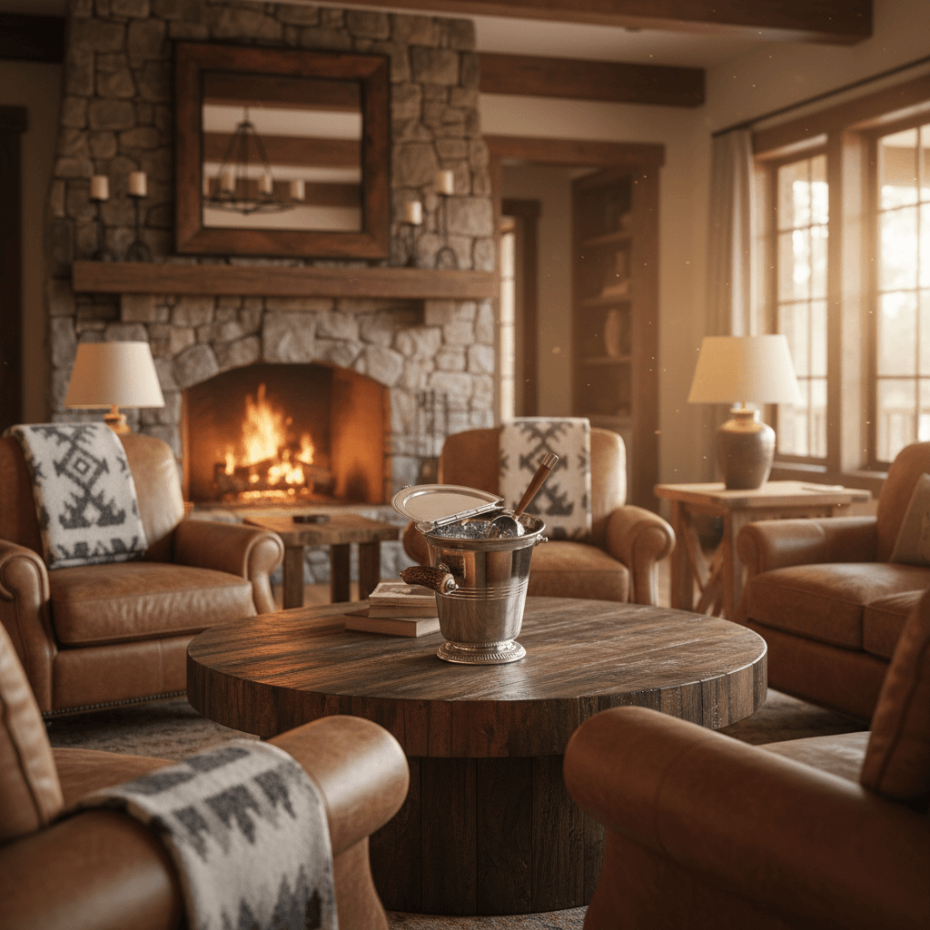 Lodge-Style Pewter Ice Bucket with Antler Handles