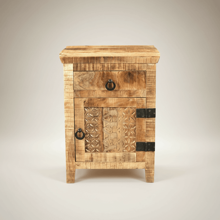 Vintage Reclaimed Wood Handcrafted Bedside Table