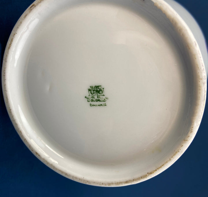 Manufacturer mark on the base of the Antique Bavarian Coffee Pot. UNO Favorite, European Porcelain with Hand-Painted Violets.