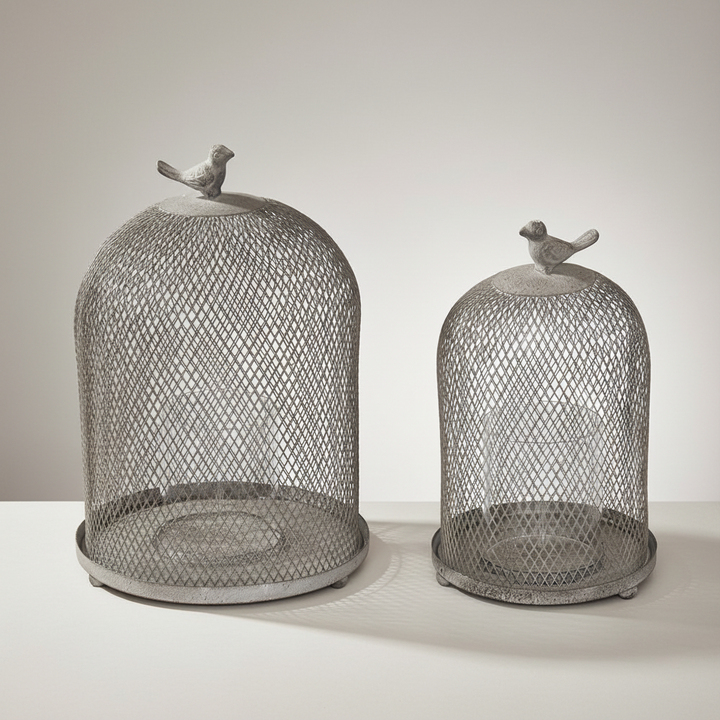 Antique Birdcage Mesh Candle Holders
