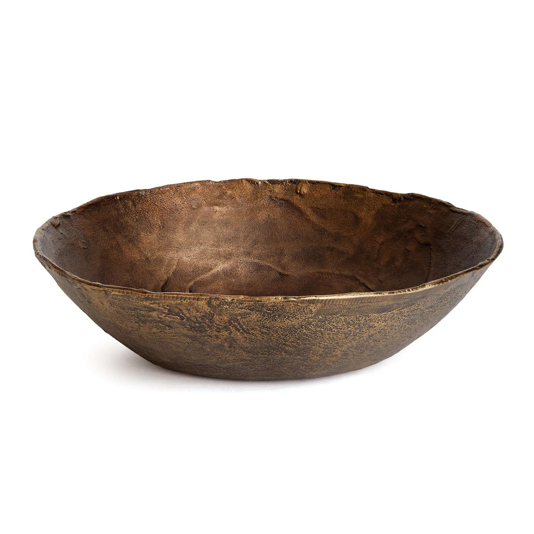 Antique Brass Decorative Bowl with Organic Rim on white