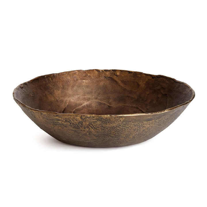 Antique Brass Decorative Bowl with Organic Rim on white