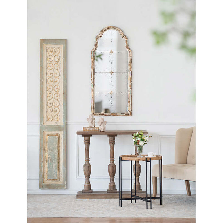 Antique Cream & Gold Arched Wall Mirror