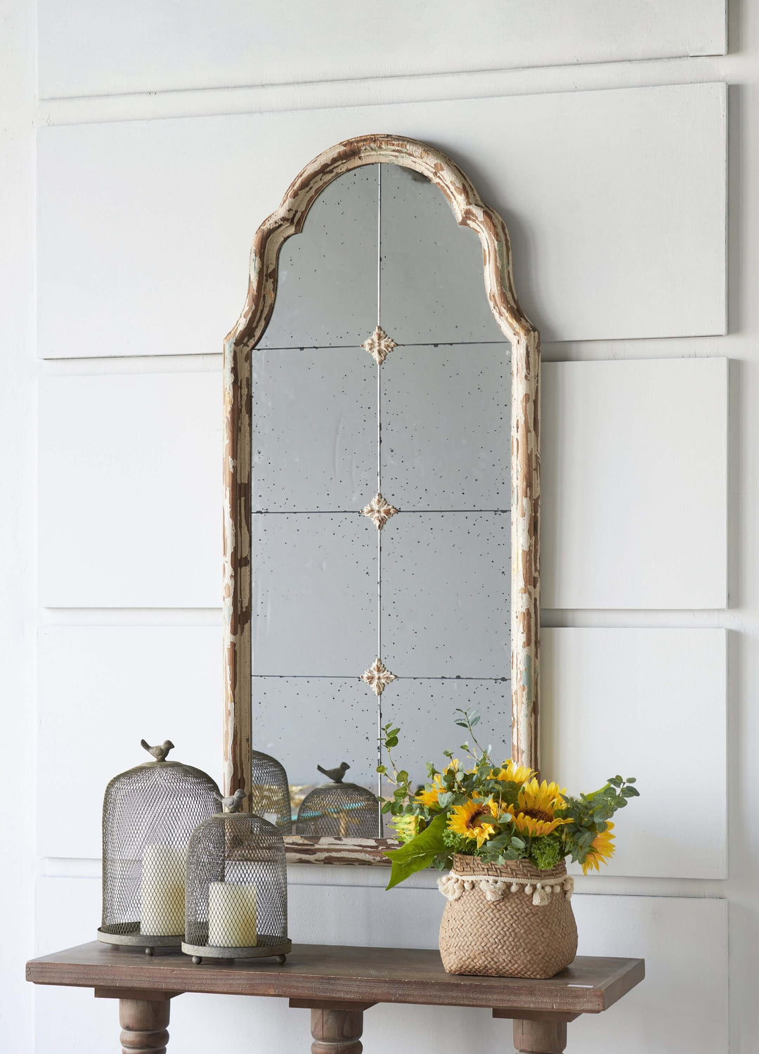 Antique Cream & Gold Arched Wall Mirror