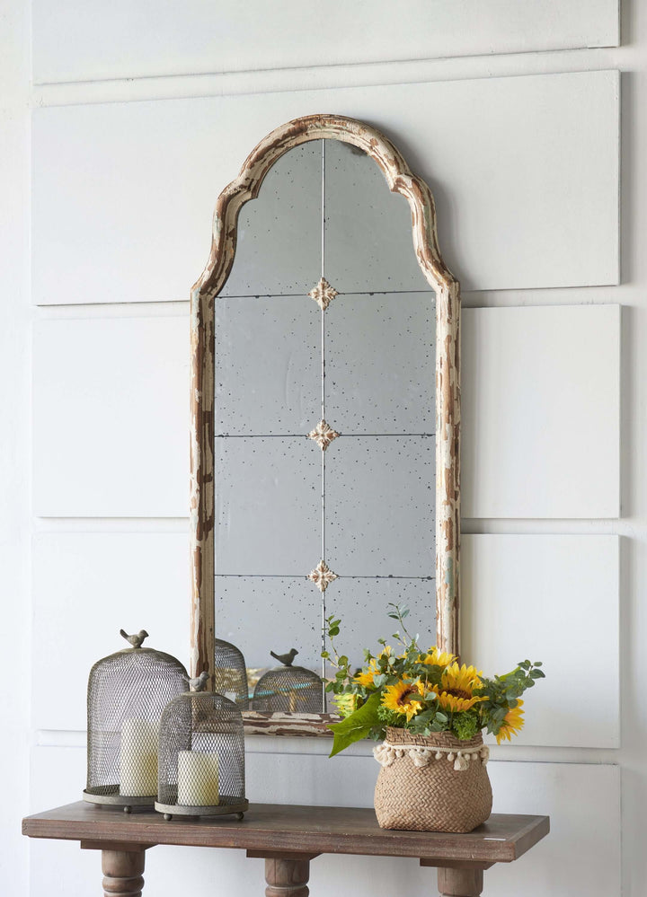 Antique Cream & Gold Arched Wall Mirror