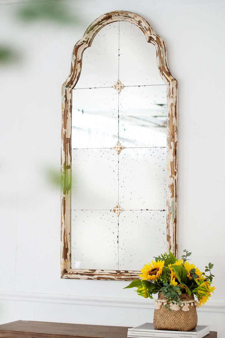 Antique Cream & Gold Arched Wall Mirror