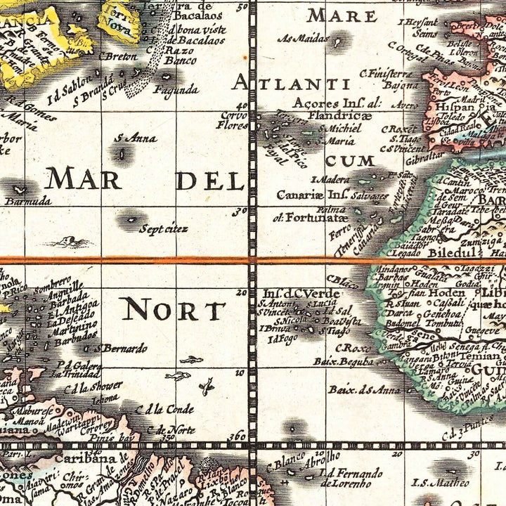 Vintage map section with geographical labels and coordinates