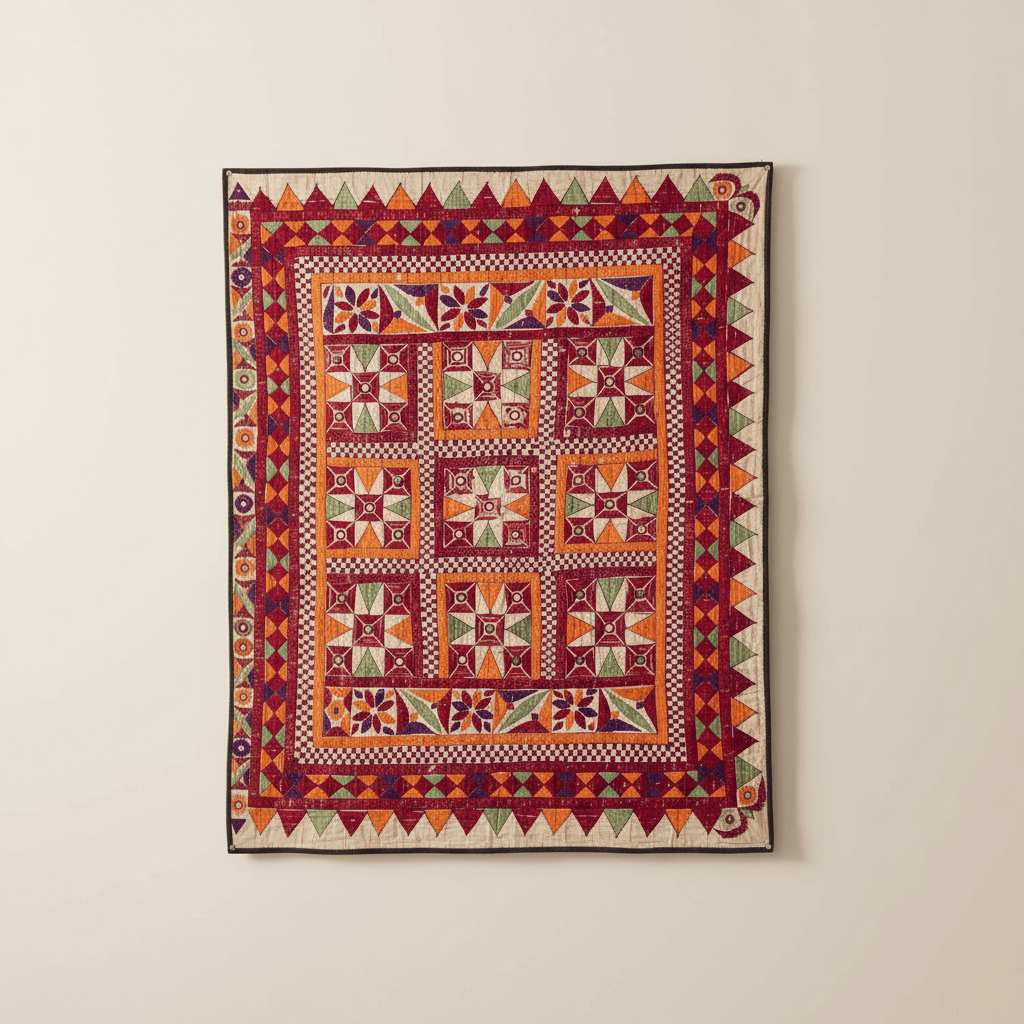 Antique Kutch Embroidered Wall Tapestry