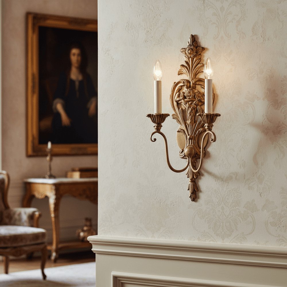 Antique Silver Leaf Italian Wall Sconce