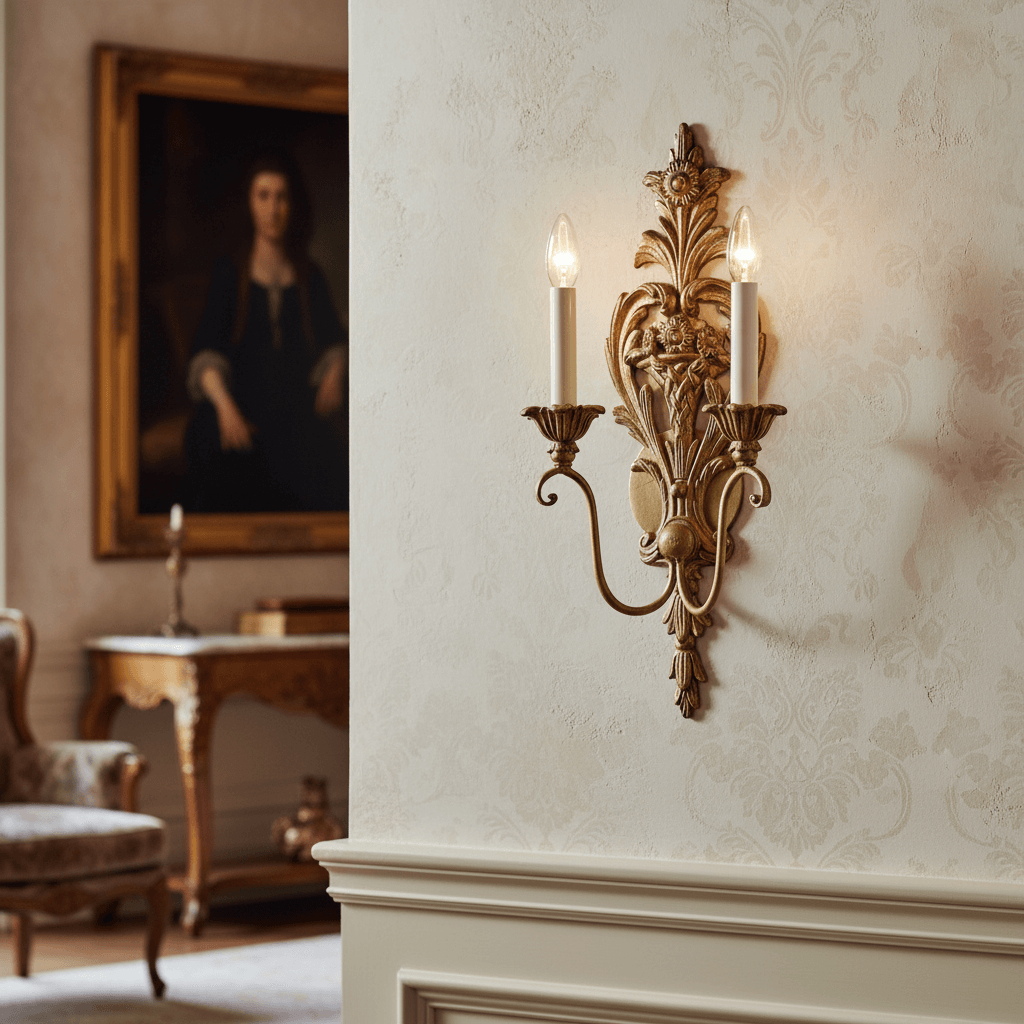 Antique Silver Leaf Italian Wall Sconce